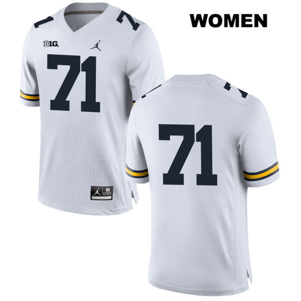 Women's NCAA Michigan Wolverines Andrew Stueber #71 No Name White Jordan Brand Authentic Stitched Football College Jersey KA25K55PA